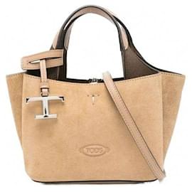 Borsa Micro Tote Tod's in pelle di vitello marrone