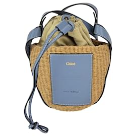 Chloé Chloe X mifuko Borsa cesta in pelle e rafia blu