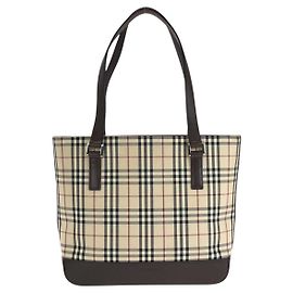 Bolso Tote de lona de algodón y cuero Burberry