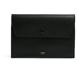 Céline Pochette Enveloppe Noir Phoebe Philo Black Matt Leather Clutch Bag Celine