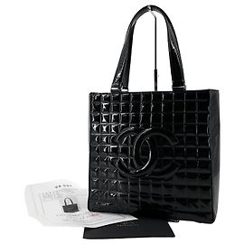Chanel Patent Chocolate Bar Tote Bag