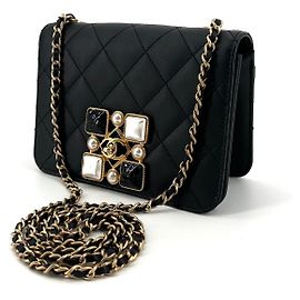Chanel Borsa a tracolla Onyx Pearl Flap in agnello Edizione Limitata