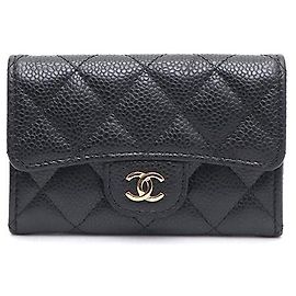 Chanel Tarjetero Classic Black Caviar Gold CC