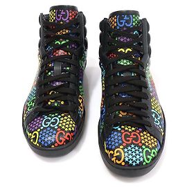 Gucci Sneakers alte da uomo in tela GG Supreme nera Psychedelic Ace
