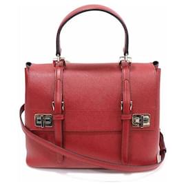 Manico superiore curvo in Saffiano rosso - Prada
