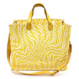 Fendi Bolso shopper de lona amarilla con estampado FF Vertigo