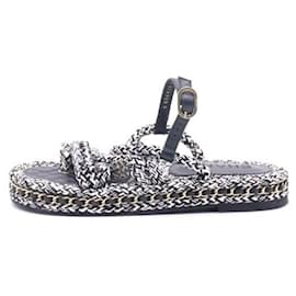 Sandali da donna con tracolla in corda logo CC Stagione - Chanel