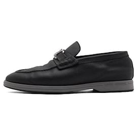 Mocasines Estate en cuero negro con logotipo plateado para hombres - Louis Vuitton