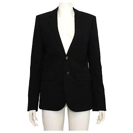 Saint Laurent Blazer feminino com botões preto e dourado