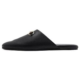 Gucci Mule da donna in pelle nera con mors GG