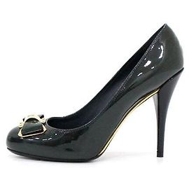 Louis Vuitton Dunkelgrüne Lackpumps mit Schleifendetail für Damen mit hohen Absätzen