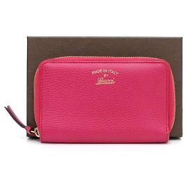 Gucci Portafoglio con zip in pelle rosa