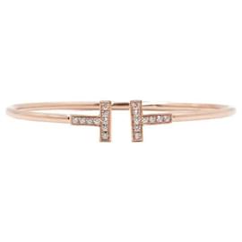 Tiffany & Co Bracciale in filo d'oro rosa con diamanti Taglia