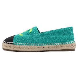 Chanel Sneaker espadrille in tweed verde da donna