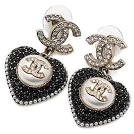 Orecchini Heart Crystal Pearl Drop Season - Chanel