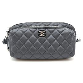 Chanel Double Zip Belt Bag Gray Series