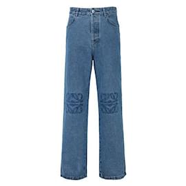 Loewe Pantaloni baggy in denim con patch logo Anagram in blu indaco