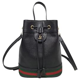 Petit sac seau Ophidia en cuir noir - Gucci