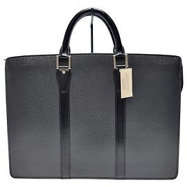Louis Vuitton Taiga Lozan Black Document Bag for Men and Women (Top Grade Briefcase, Good Interior)