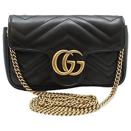 Gucci Borsa a tracolla Super Mini GG Marmont trapuntata nera