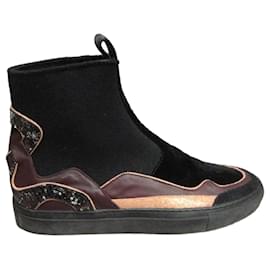 Stivali Dries Van Noten in pelle e velluto