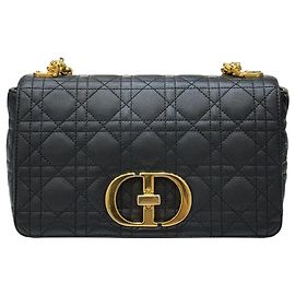 Dior Borsa nera media con finiture dorate