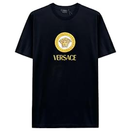 T-Shirt mit kurzen Ärmeln und besticktem Logo - Versace