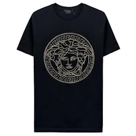 T-shirt a maniche corte con perline di cristallo - Versace