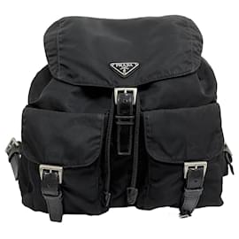 Triangle Logo Nylon Rucksack Medium Schwarz - Prada