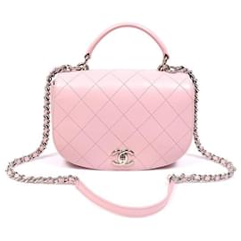 Chanel Anello My Bag Top Handle in pelle di vitello rosa argento