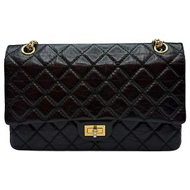 Chanel Borsa a tracolla Vintage Medium Flap Oro Nero