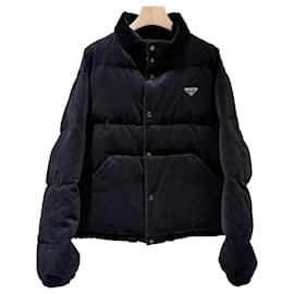Jeanshemdjacke mit Dreieck-Logo und Tasche Navy - Prada
