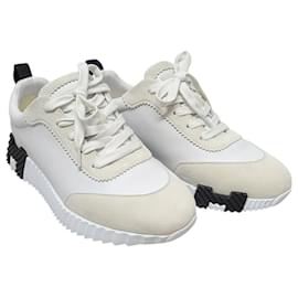 Sneakers Bouncing in pelle bianca e nera con logo - Hermès