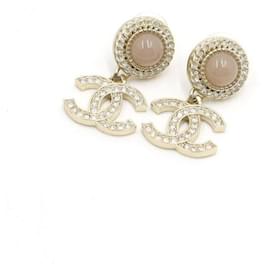 Pendientes Gold Crystal CC Logo - Chanel