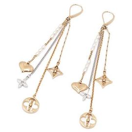 Louis Vuitton Orecchini pendenti con perla monogramma oro