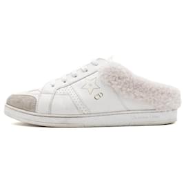 Mules à étoile en peau de veau et shearling blanc pour femme - Dior