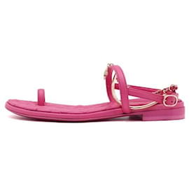 Chanel Sandali piatti trapuntati Hot Pink Gold CC da donna