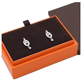Brincos Chaine d'Ancre Enchainee Ouro Branco e Diamantes Carat - Hermès