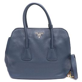 Prada Bolsa Tote Viteo Daino com Logotipo Dourado