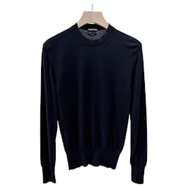 Wollpullover mit Rundhalsausschnitt in Dunkelblau - Tom Ford
