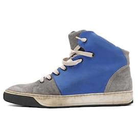 Lanvin Sneakers alte in scamosciato blu grigio da uomo