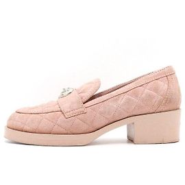 Chanel Rosa Wildleder-Loafer für Damen mit Herz-Logo