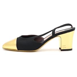 Zweifarbige Pumps in Goldoptik mit Slingback für Damen - Chanel