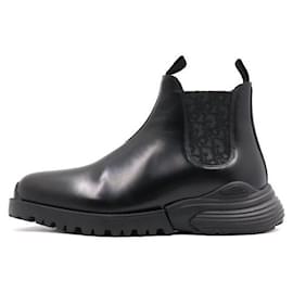 Dior Stivaletti Chelsea da uomo in pelle nera Oblique stile combat