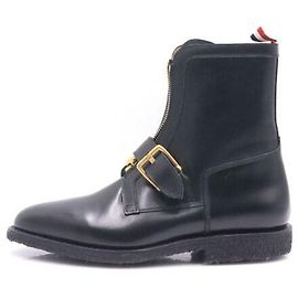 Thom Browne Herren-Jaganstiefel aus schwarzem Kalbsleder mit Crepe-Gummisohle