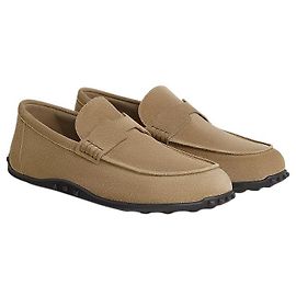 Hermès Mocassino Lazy in pelle di vitello scamosciata Beige Sabbia