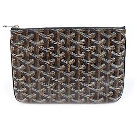 Sena PM Clutch aus schwarzem Goyardine Canvas