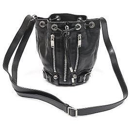 Saint Laurent Piccola borsa a tracolla Rider in pelle di vitello nera con finiture argentate
