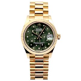 Rolex Reloj Datejust Original Diamond Medium para mujer en oro con motivo floral verde oliva