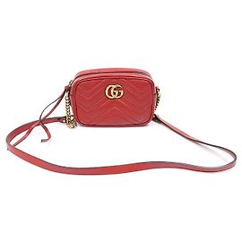 Gucci Mini crossbody Red Matelassé Chevron GG Marmont